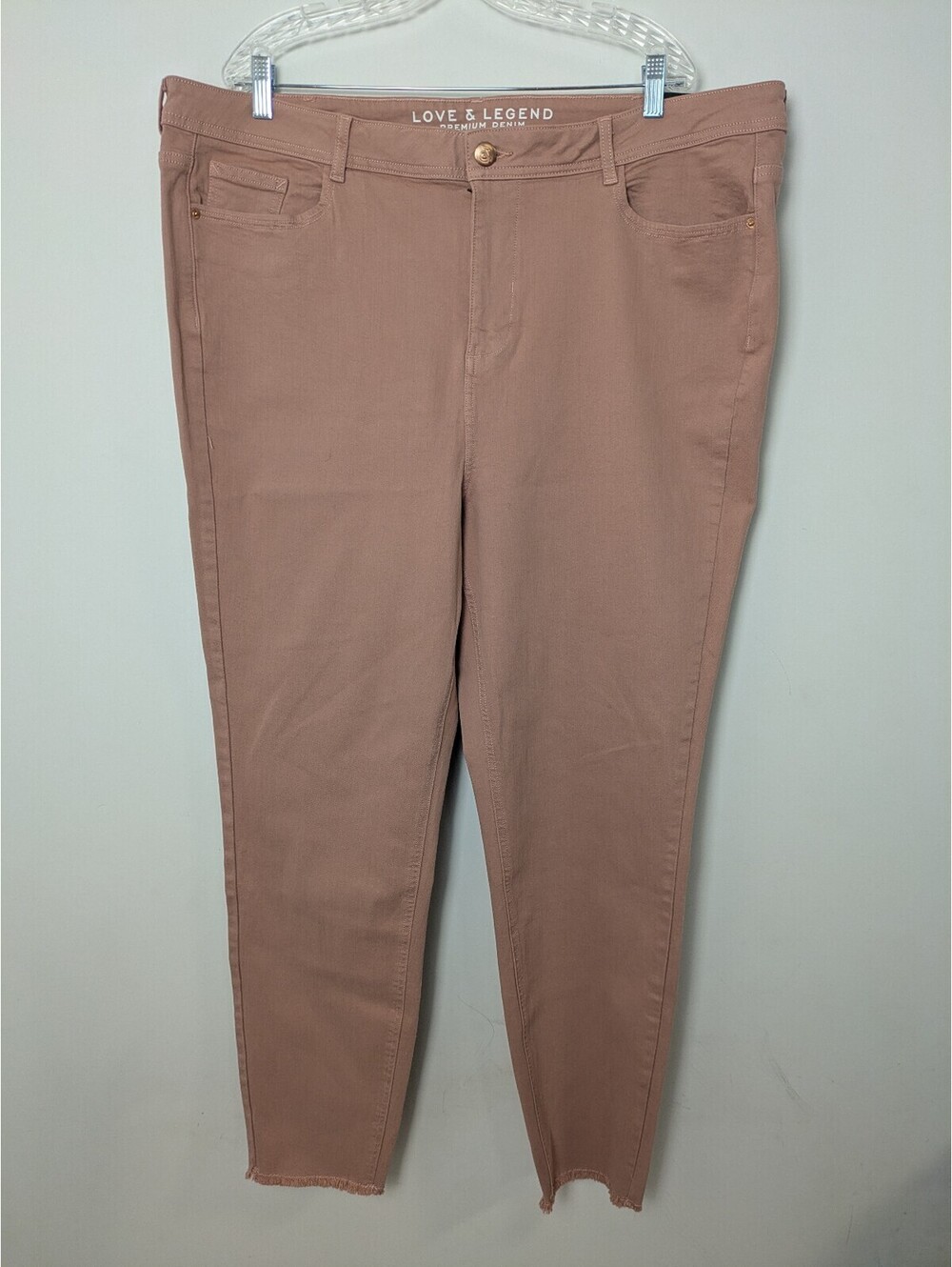 NWT Love & Legend Mauve Dusty Rose Raw Hem Skinny Jeans Plus Size 22 Regular